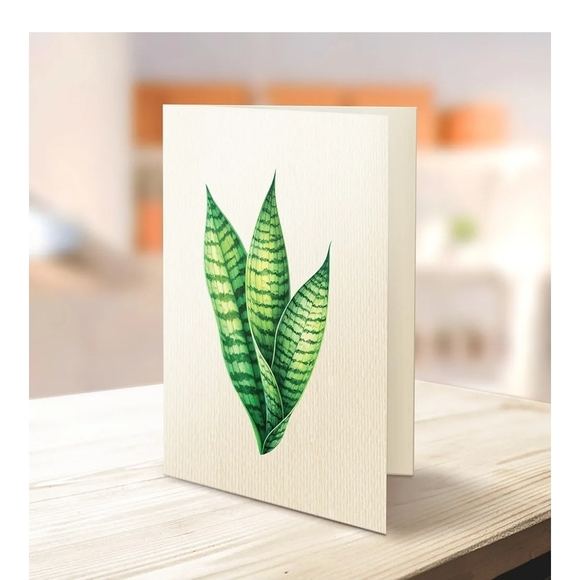 Vibrant Green Snake Plant Pop-Up Card - Picture 4 of 9